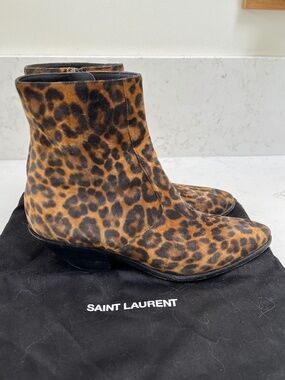 Saint Laurent leopard print booties